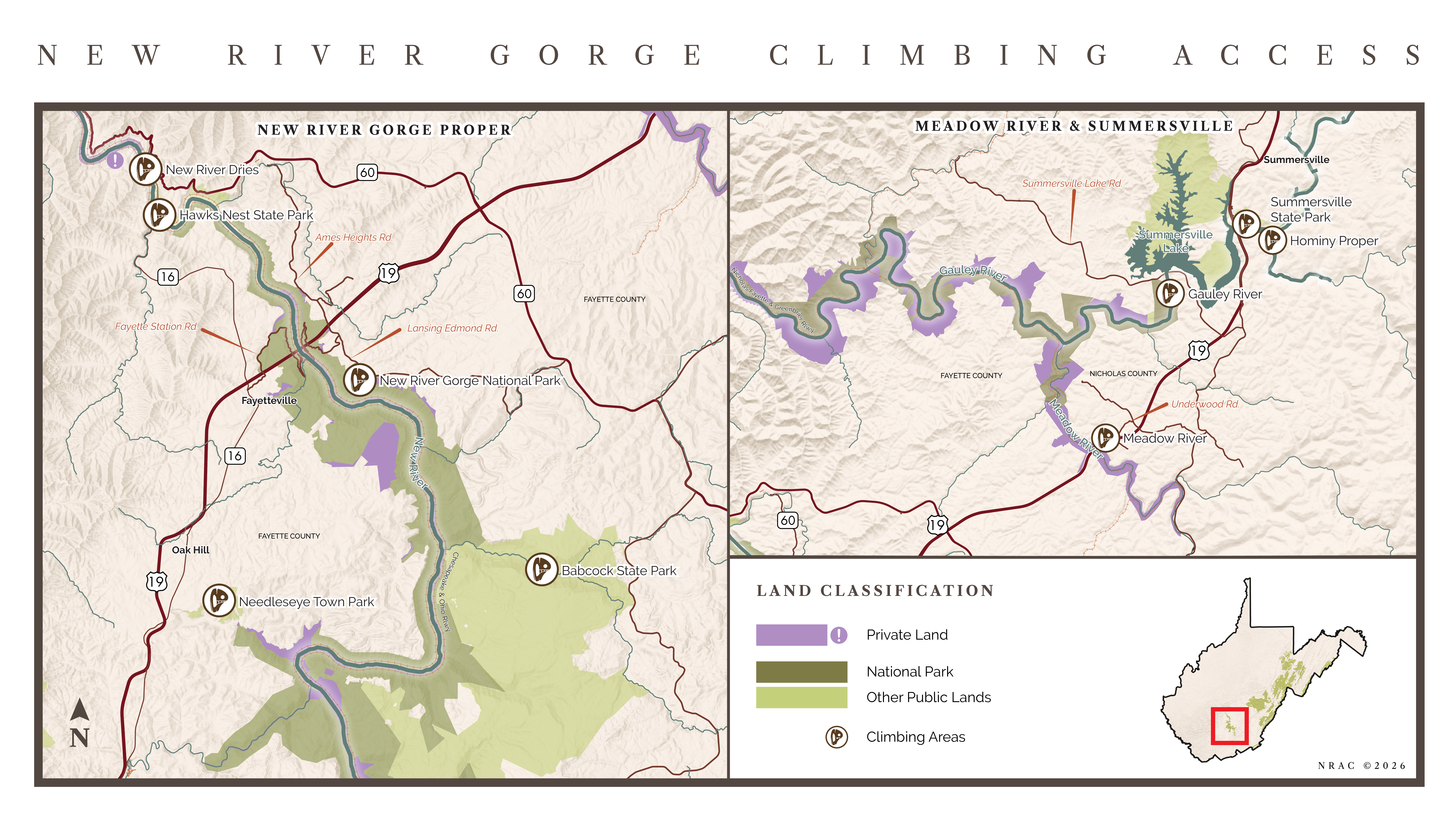 New River Alliance of Climbers access map